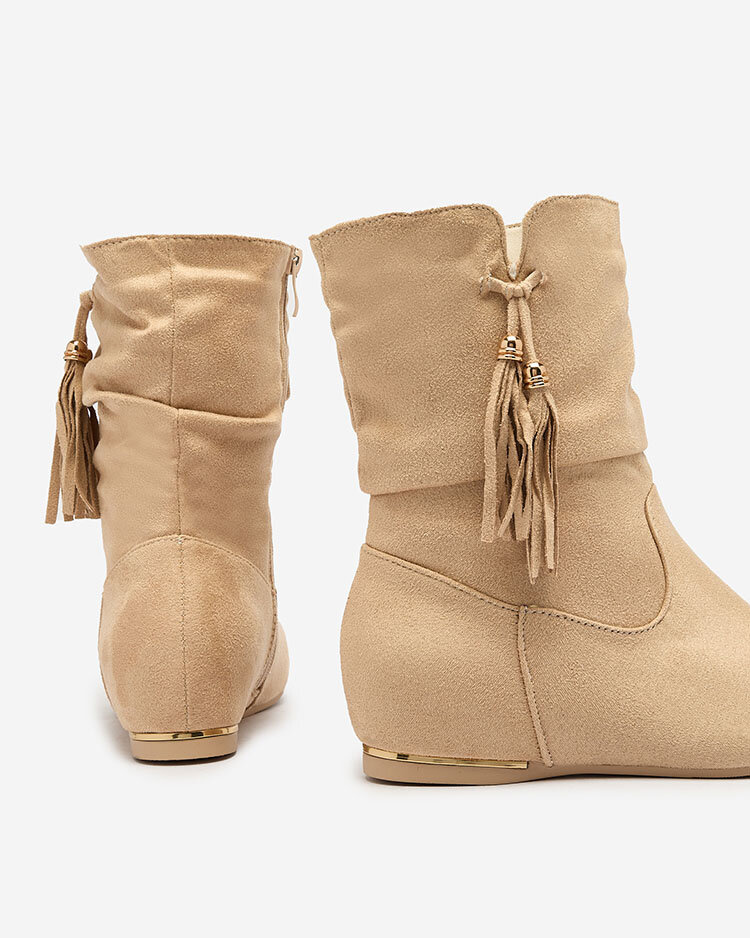 Resti Beige eco-suede boots with a hidden anchor Lovely