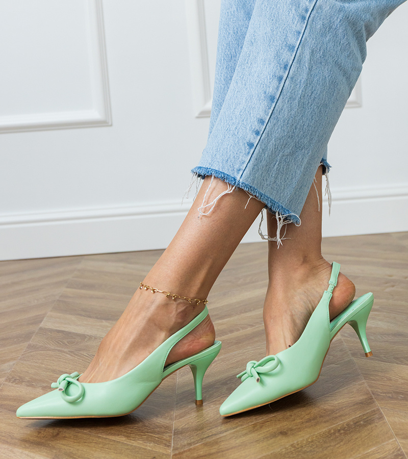 D/CEO Green low-heeled pumps with a bow Berlona