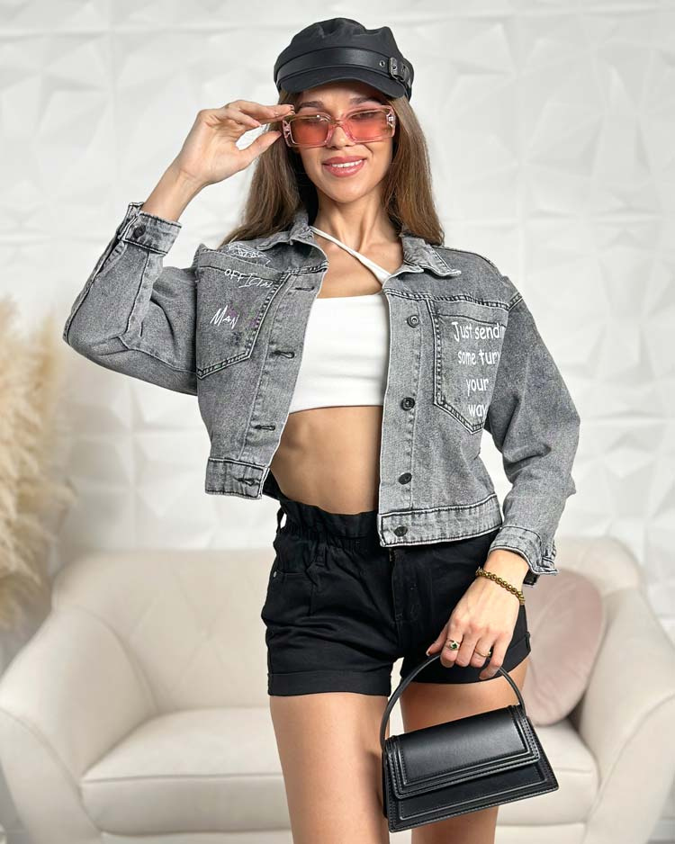 Resti Women's denim jacket with lettering