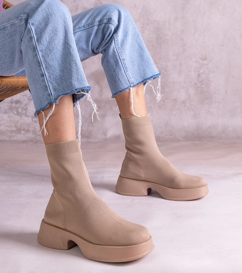 Gemre Botine bej cu față elastică Evel