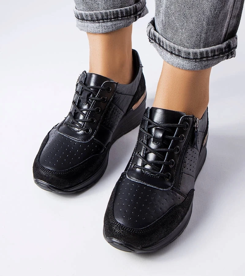 Gemre Pantofi Jazzar din piele neagră traforată