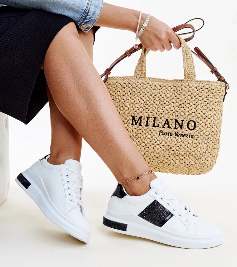 Gemre Sneakers alb-negru cu zirconii de la Giulia