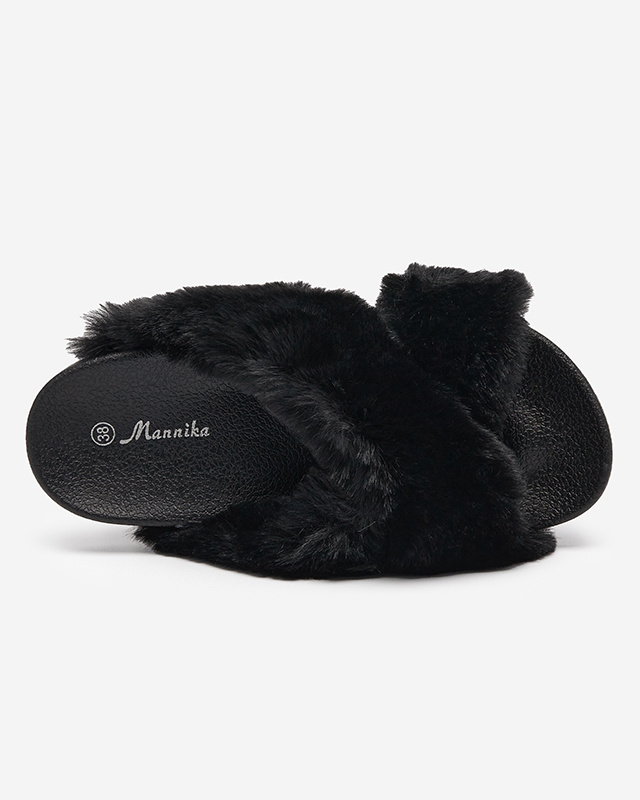 Resti Slippers with fur in black Mashte - Footwear