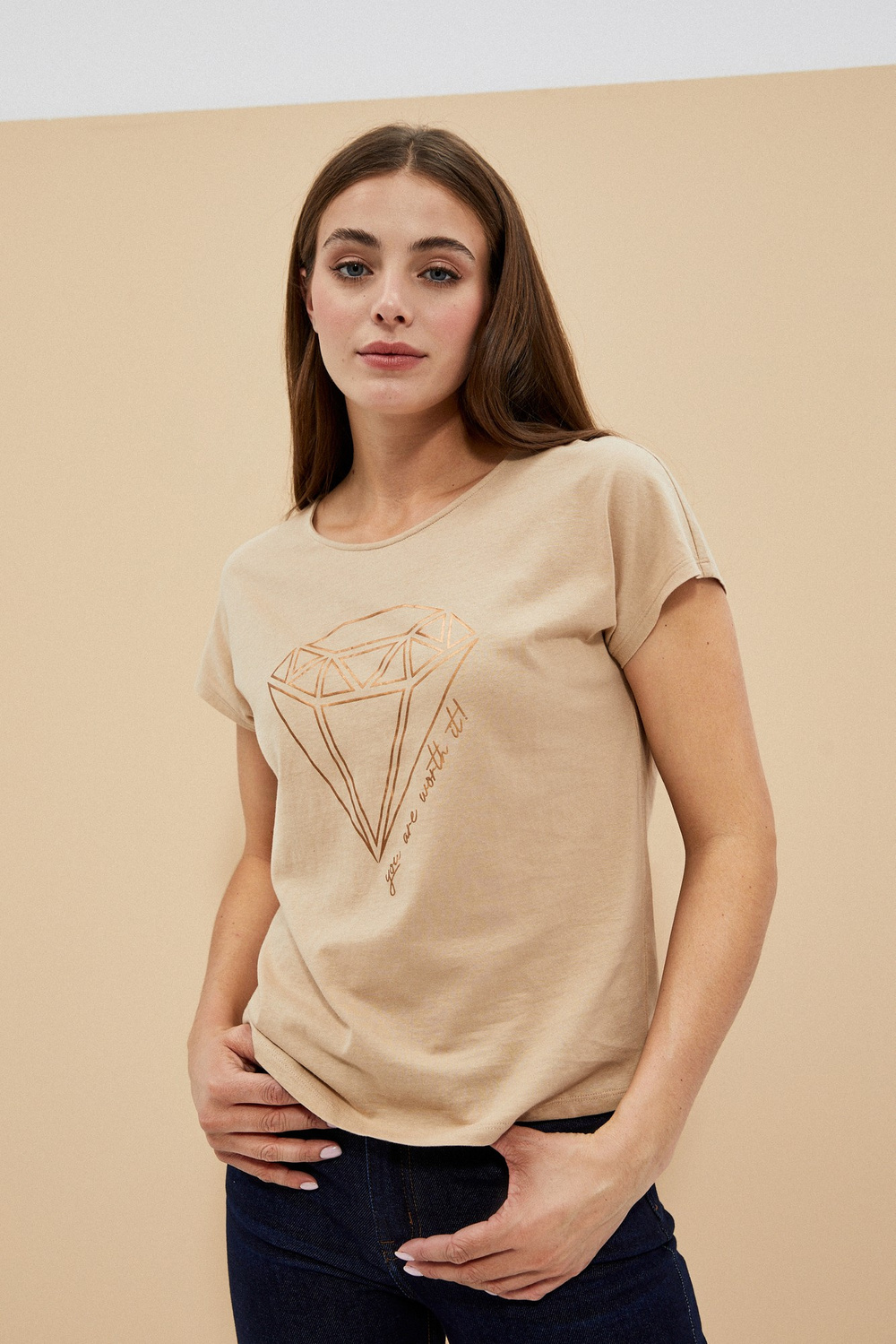Marisse Women's T-Shirt L-Ts-4042 D.Beige