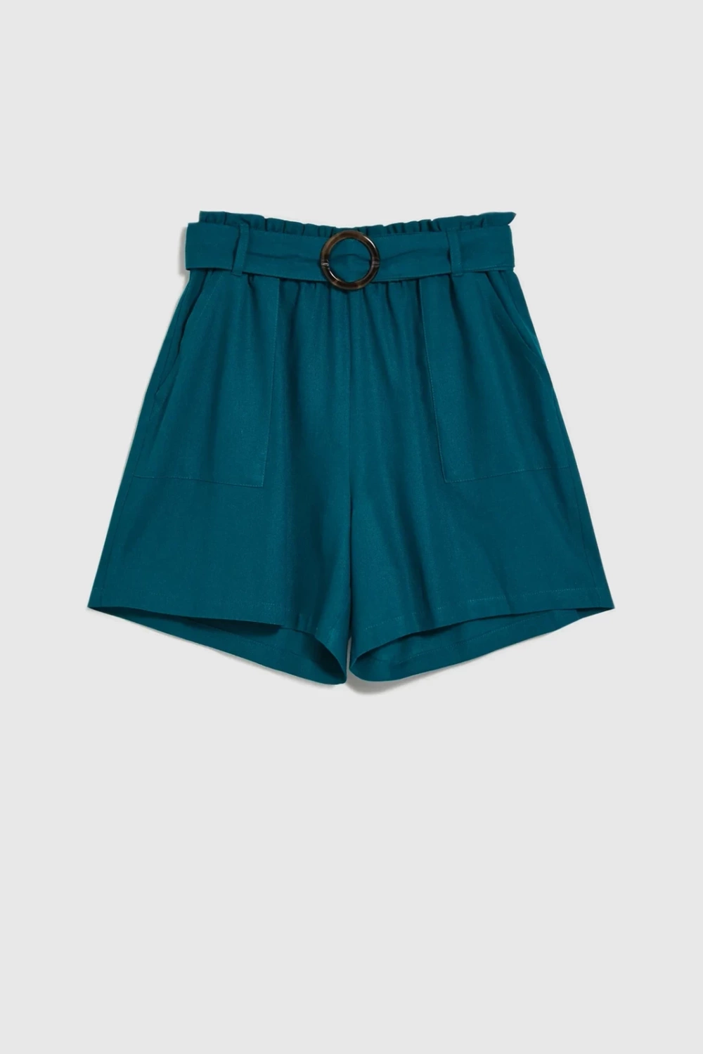 Marisse Green Cotton-Linen Shorts