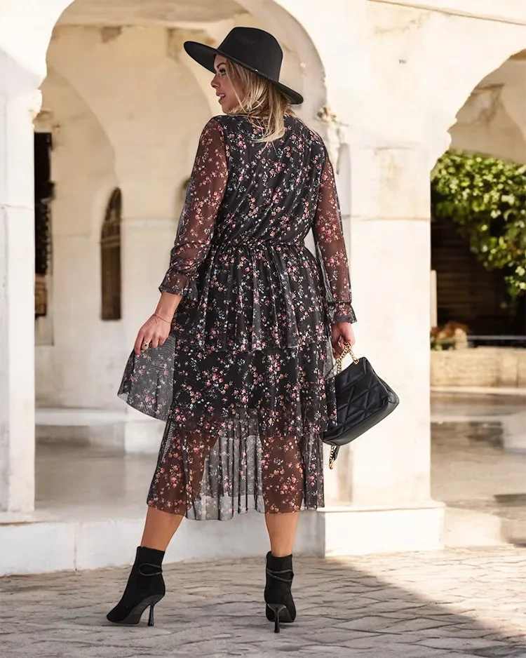 Resti Black patterned women's maxi dress