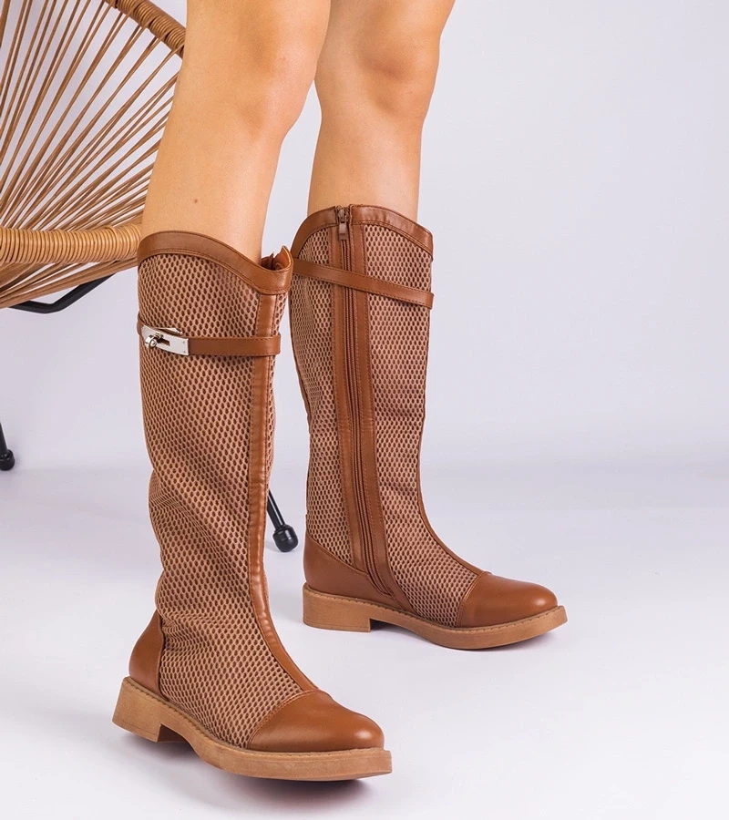 Gemre Cizme înalte maro din plasă Torento