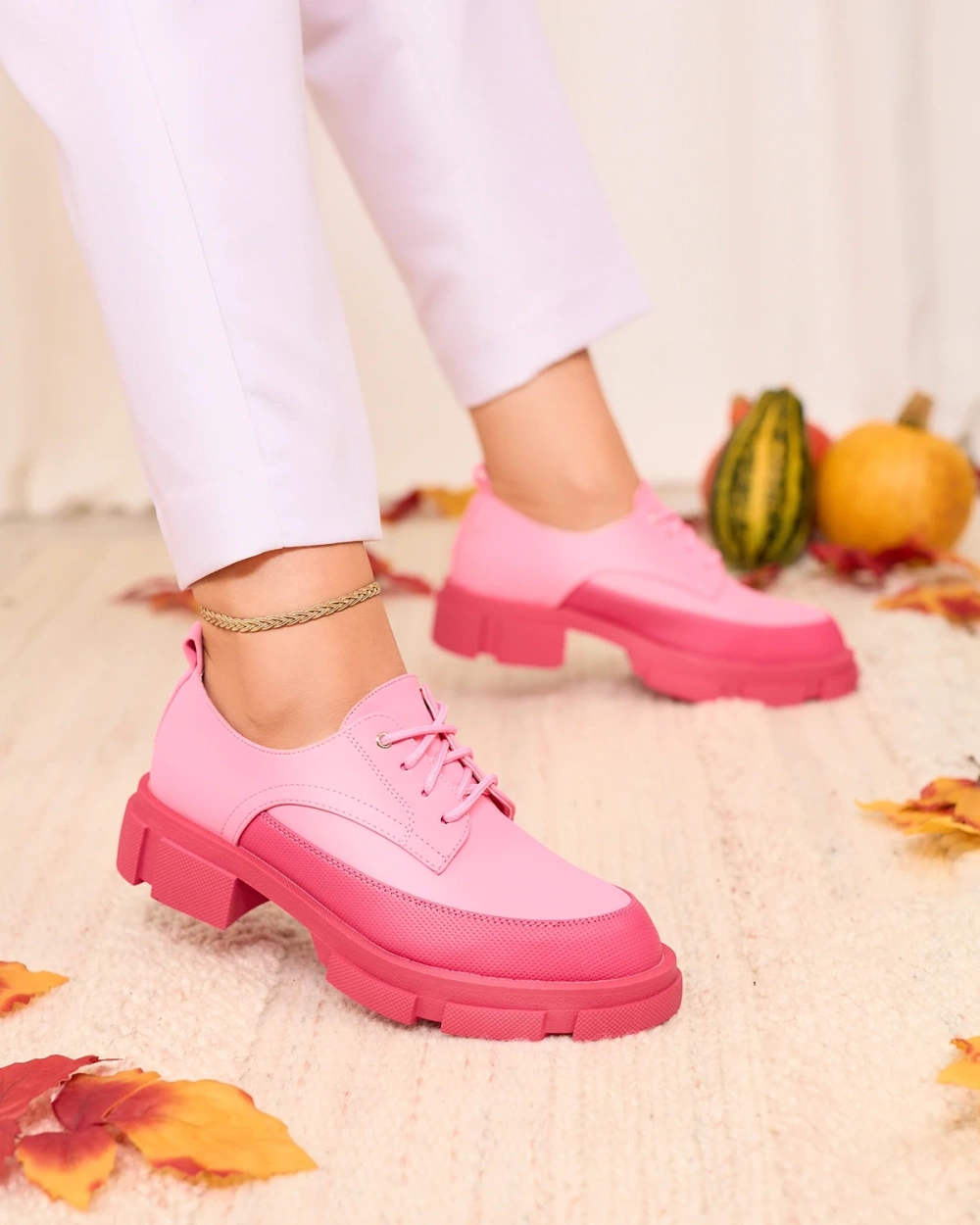 Resti Pink Women's Matte Half Shoes on a Solid Sole Trendy Chunky