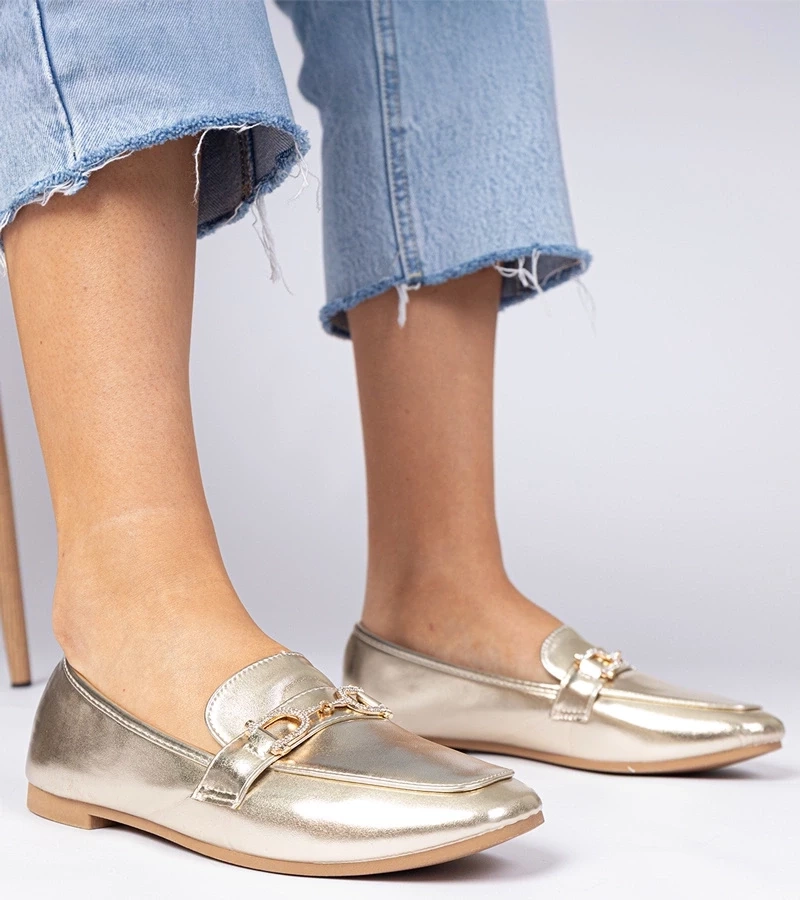 Gemre Pantofi eleganți aurii cu pietre strălucitoare Banzao