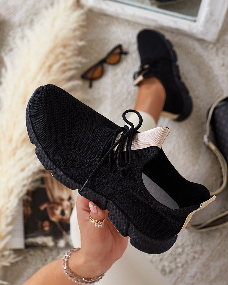 Resti Black and beige women&#039;s sports shoes Bommgi - Footwear