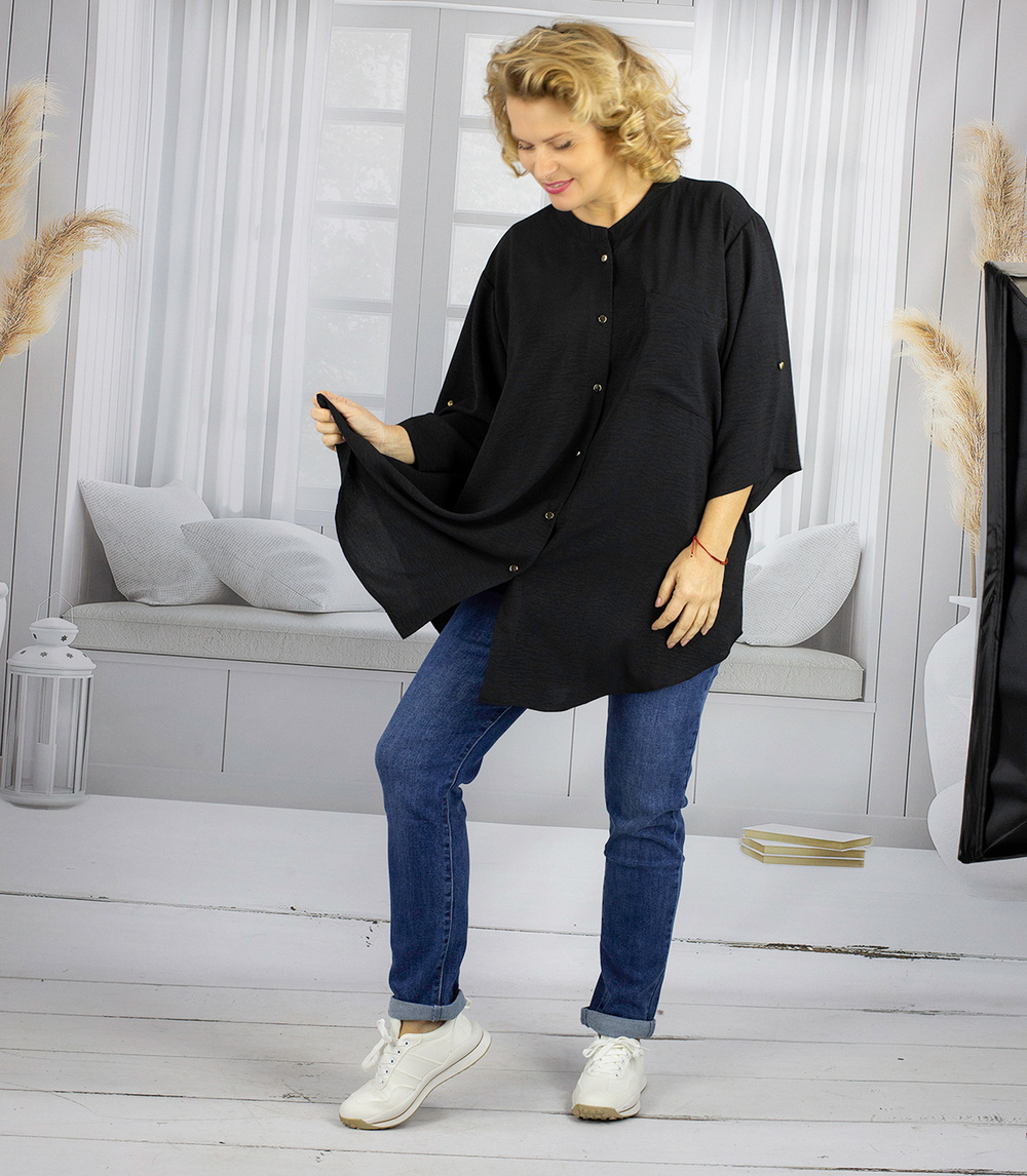 Pri Elegant oversize blouse shirt with stand-up collar ANNA