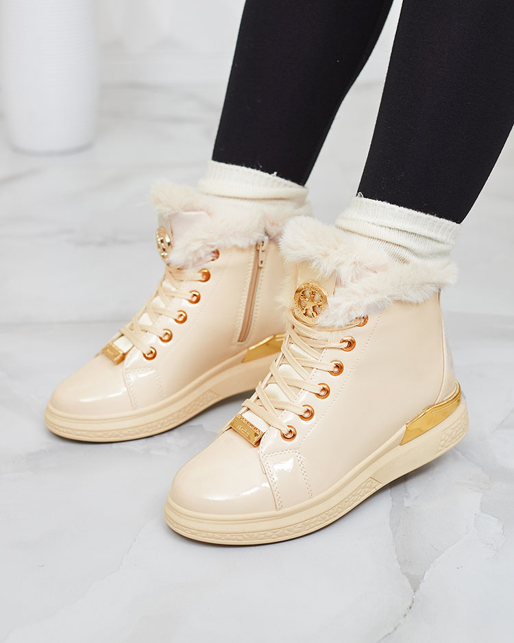 Resti Beige lacquered women&#039;s insulated Sylnina boots