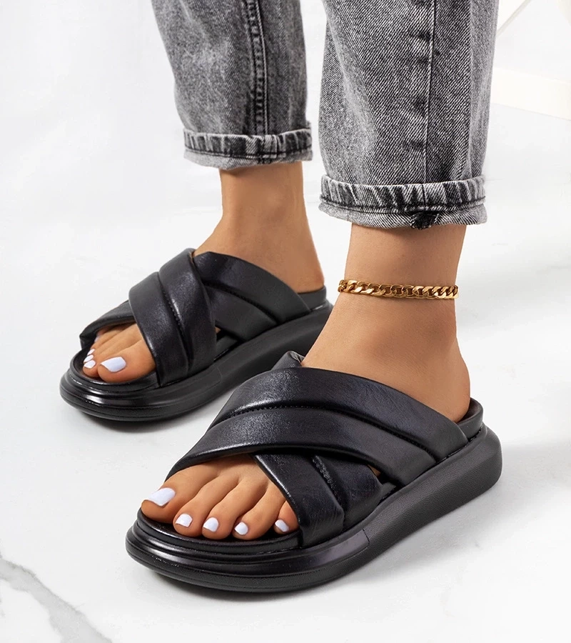 marka niezdefiniowana Șlapi negri cu platformă Allport