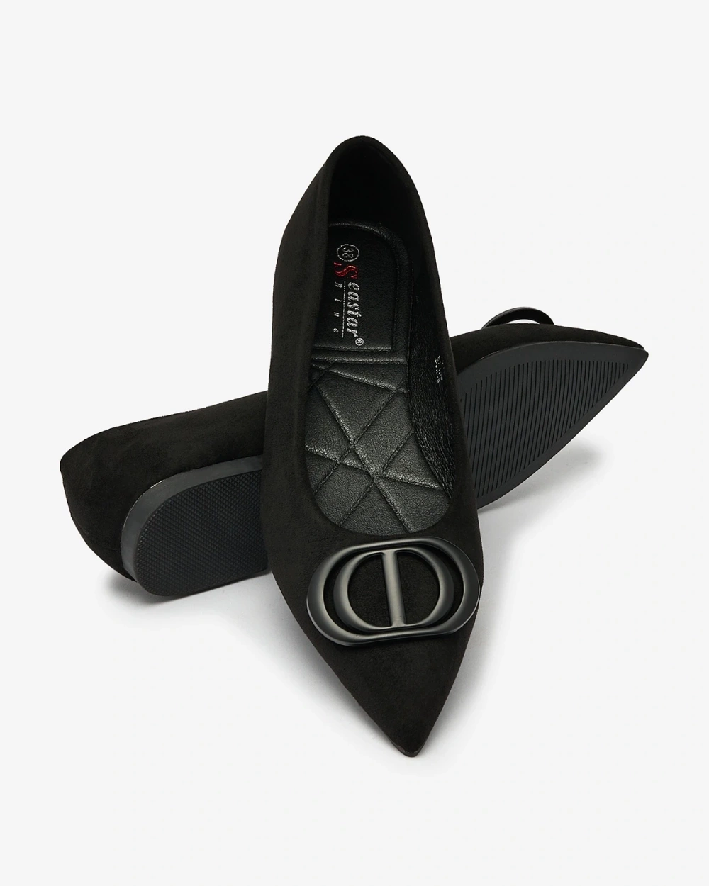 Resti Black women's pointed-toe ballerinas with embellishment on the nose Tidita