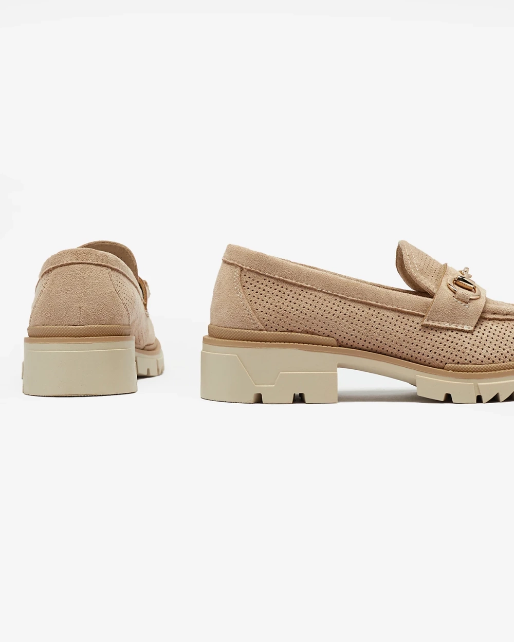 Resti Light brown openwork women&#039;s moccasins with chain Imerila