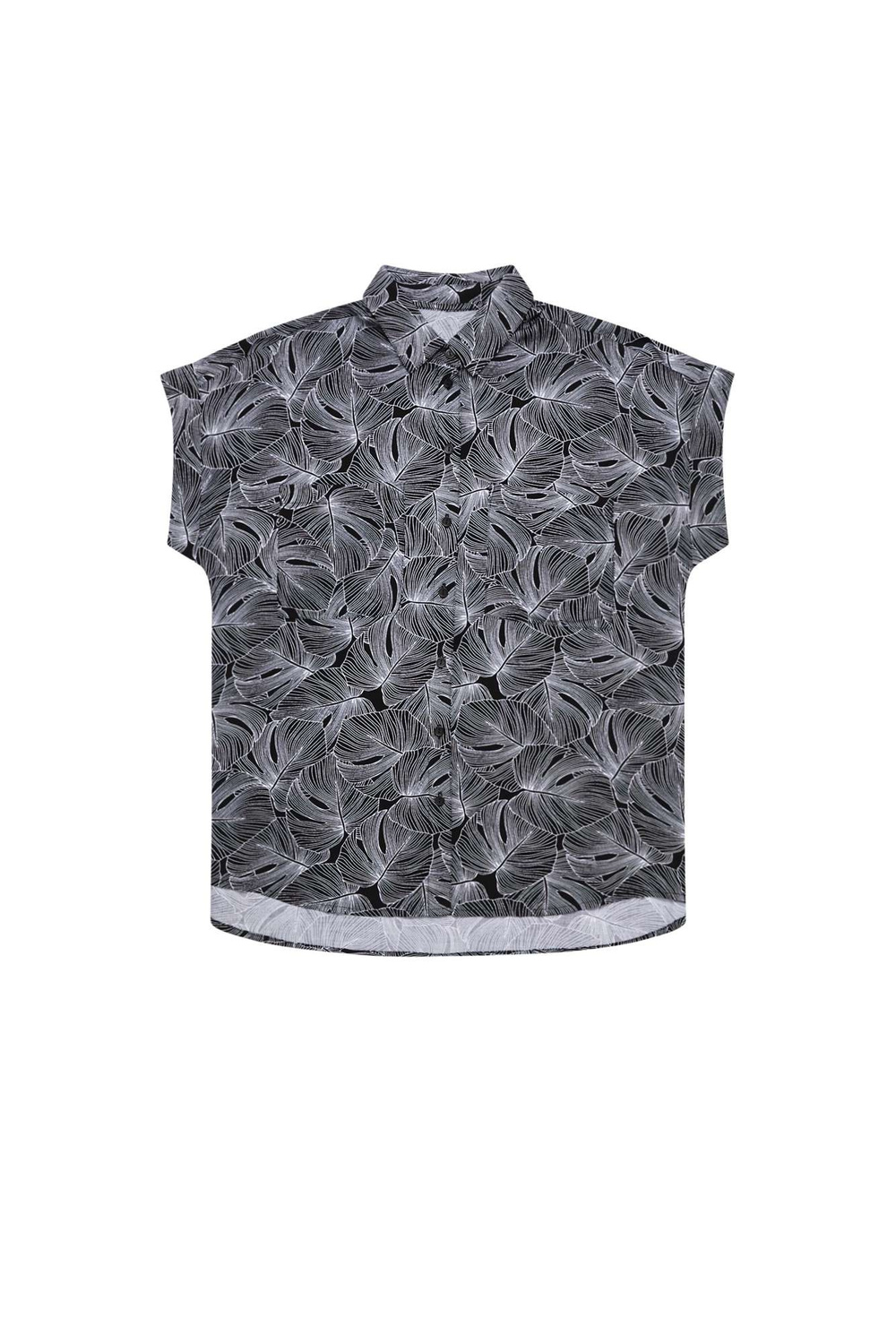 Marisse Viscose Shirt With Plant Print L-Ko-3746 Black