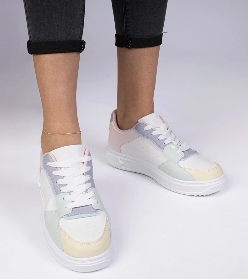 Gemre Adidași sport alb-albaștri din piele ecologică Lavilia