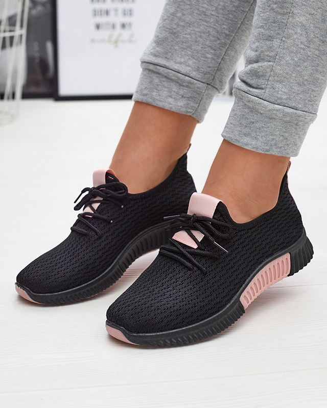 Resti Black women&#039;s sports shoes with pink inserts Keteti - Footwear