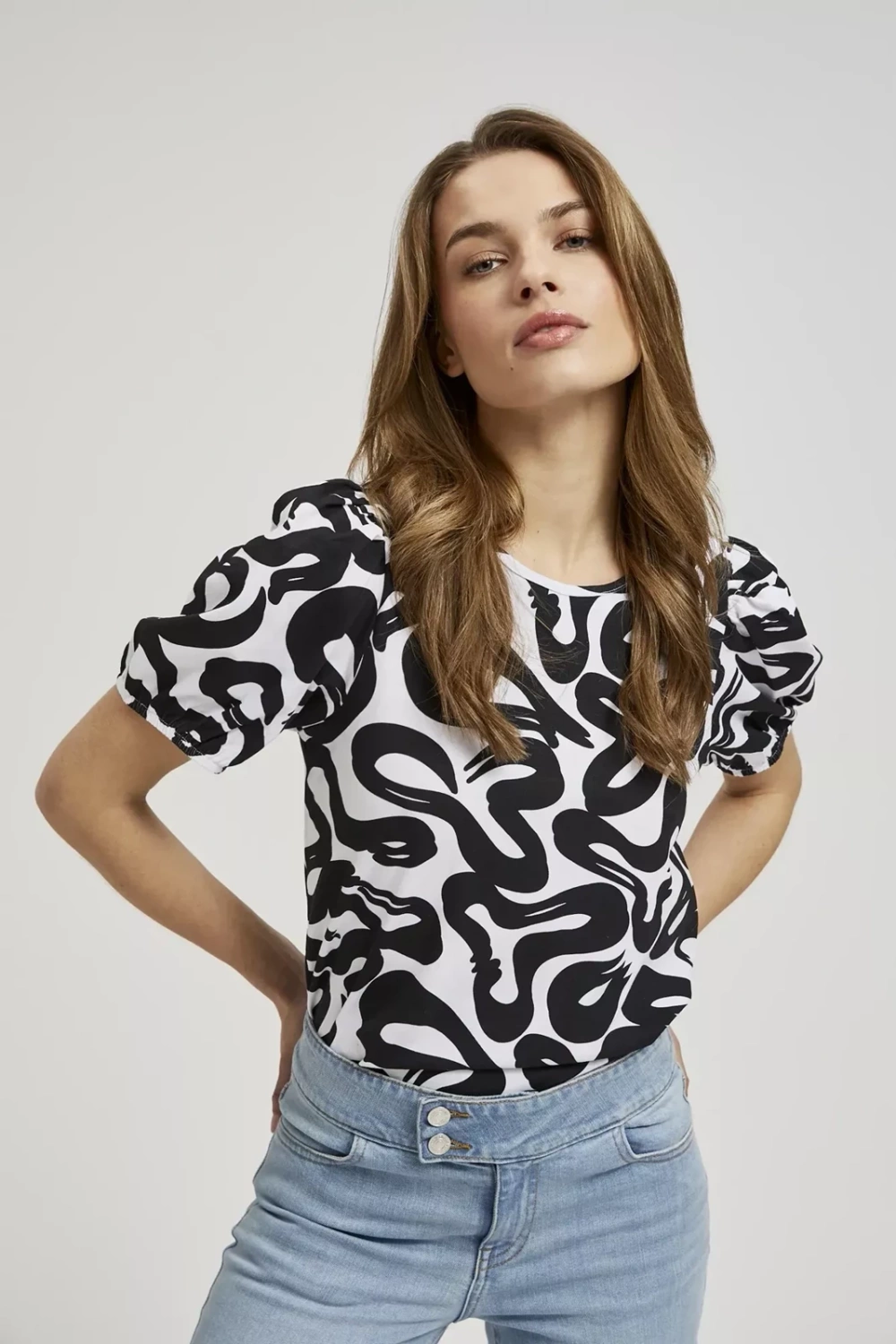 Marisse Women's Blouse L-Ts-4342 Black_White