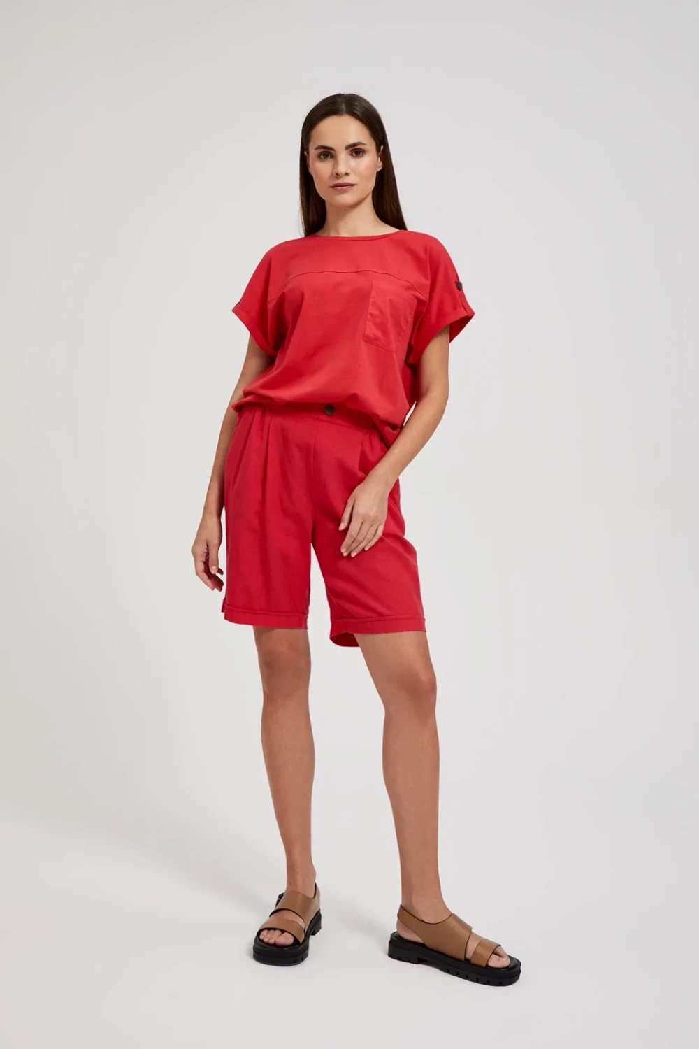 Women's T-shirt with pocket MOODO - red