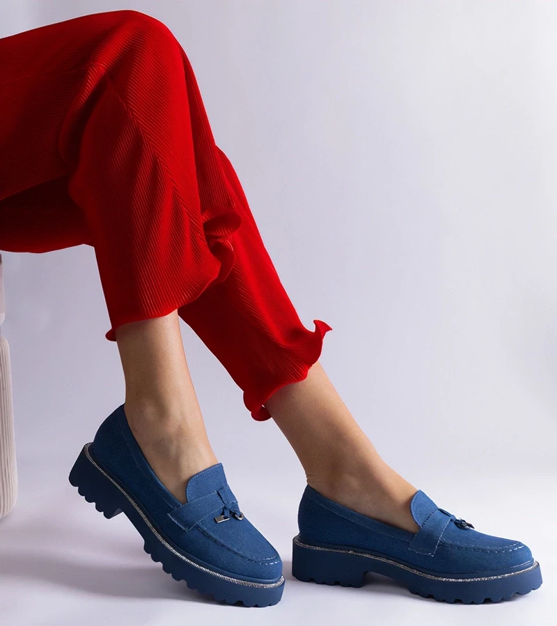 Gemre Mocasini albaștri decorați cu zirconii Henley