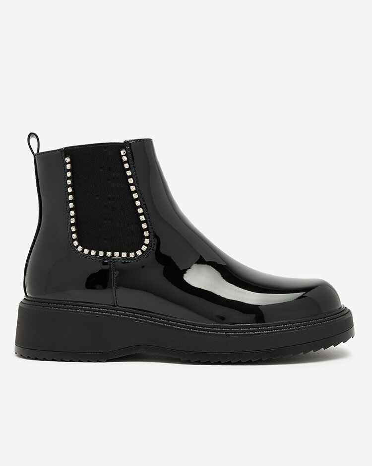 Resti Black women&#039;s flat-heeled boots with zircons Winuma