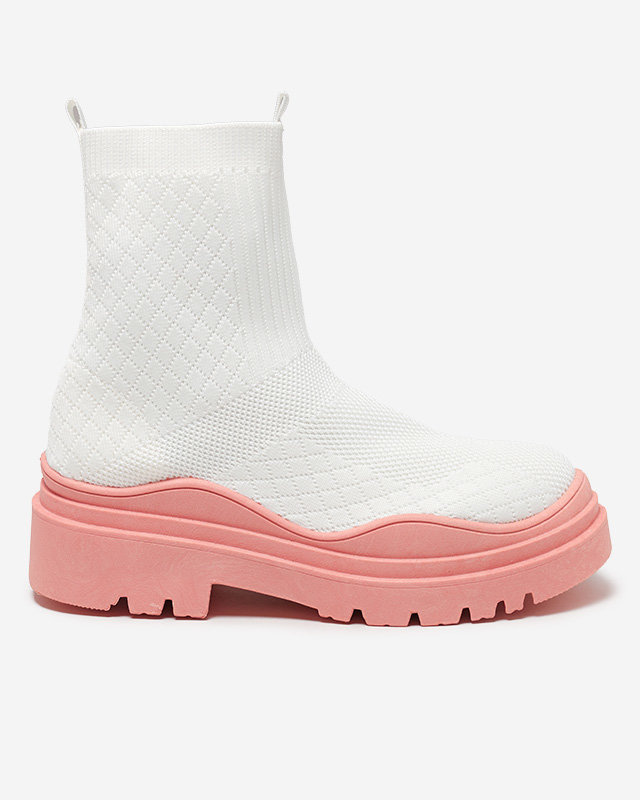 Resti White and pink women&#039;s flat-heeled boots Seritis - Footwear