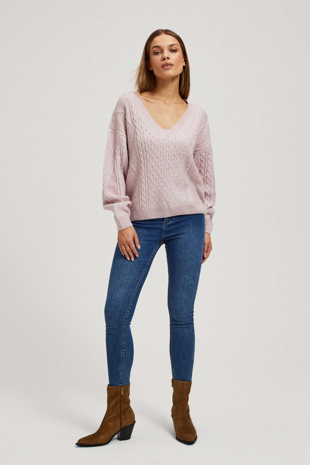 Marisse Pink V-Neck Sweater