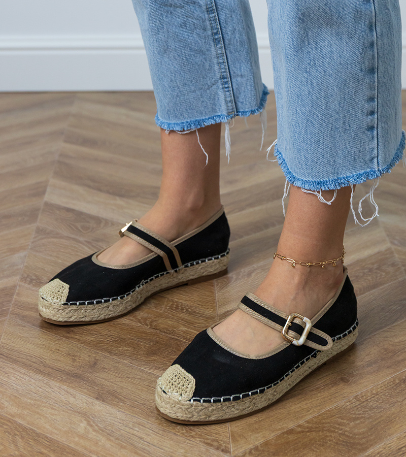 Gemre Espadrile negre cu cataramă decorativă Pilata