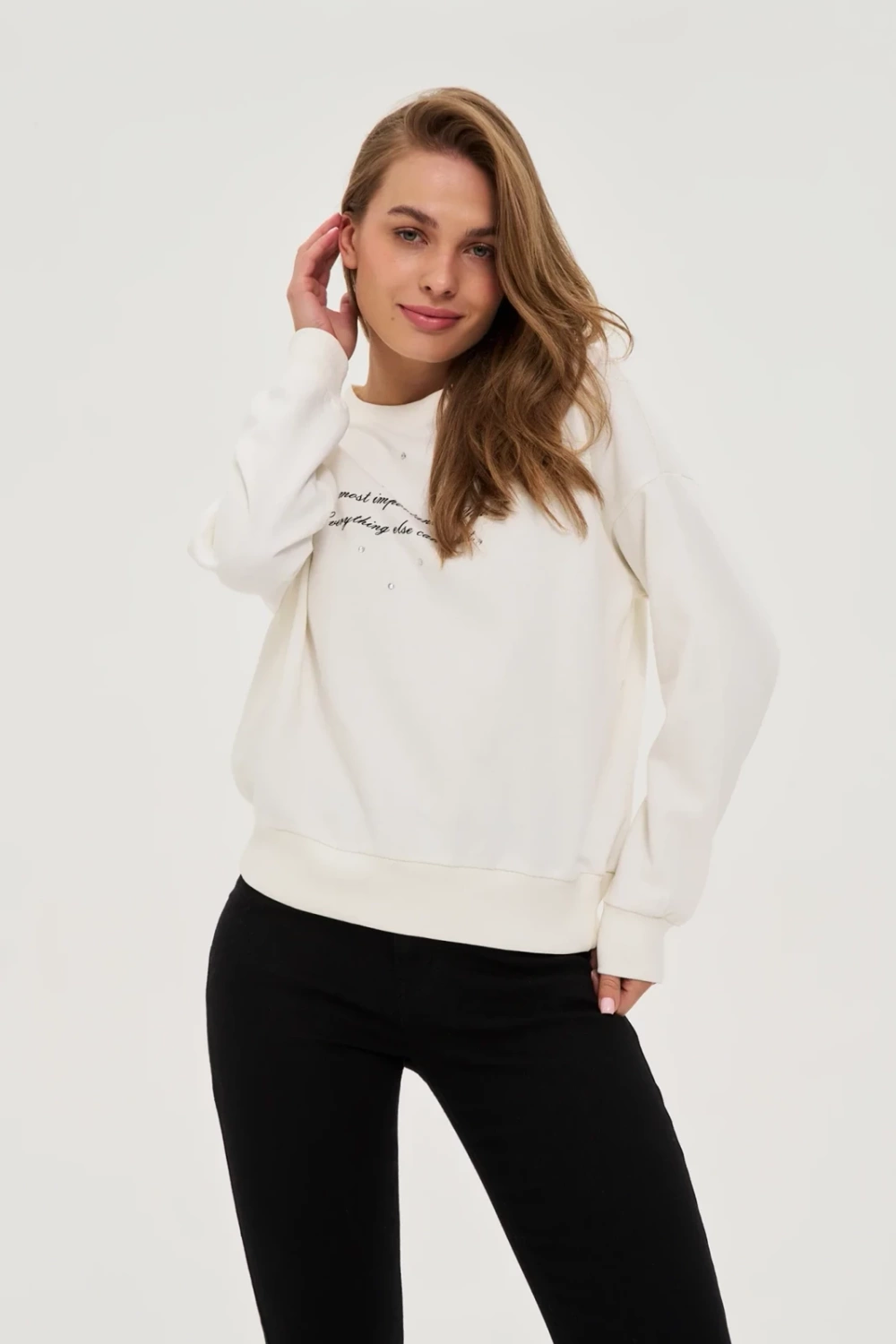 Marisse WOMEN'S SWEATSHIRT Z-BL-4805 OFF WHITE
