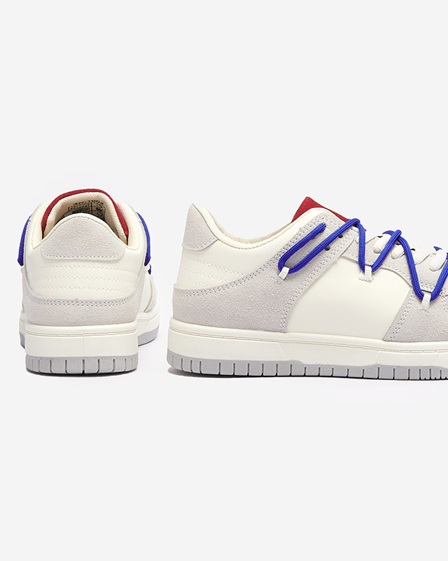 Resti White-gray women's sports sneakers with navy blue laces Olierinc - Footwear