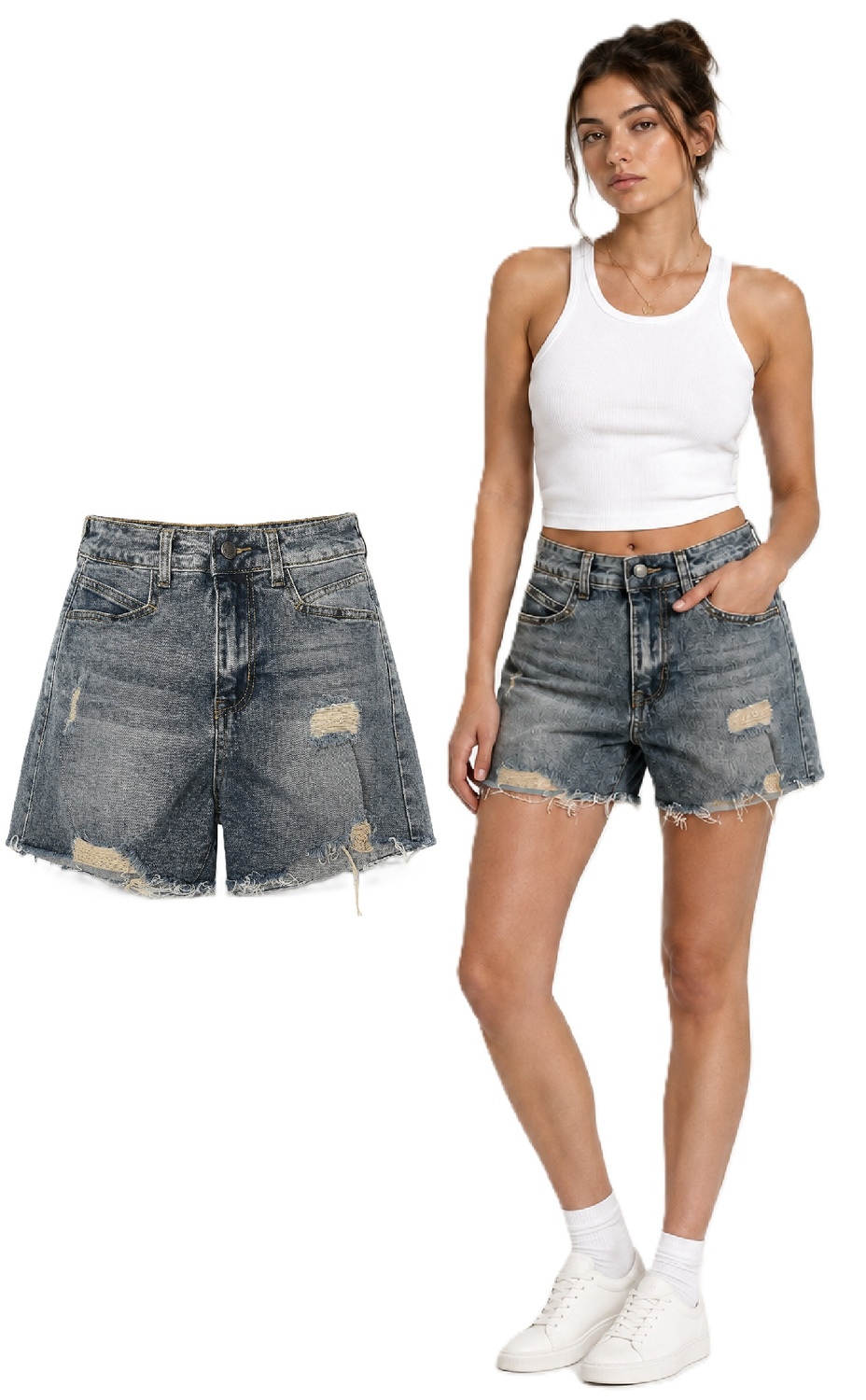 M.Sara - Pantaloni scurți din denim pentru femei G5339-4h
