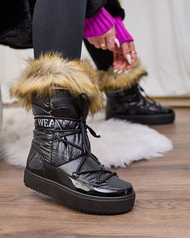 Resti Black slip-on boots a&#039;la snow boots for women Gomllo