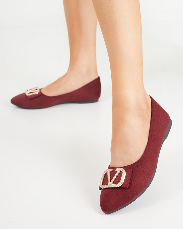 Resti Women&#039;s burgundy ballerinas with an ornament on the toe Cavo - Footwear