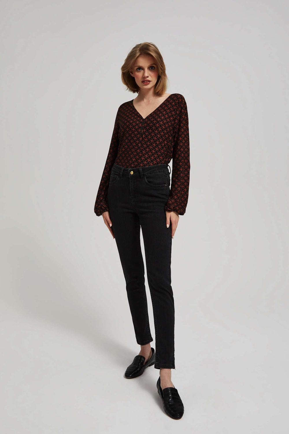 Marisse Blouse With A Geometric Pattern