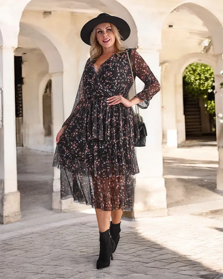 Resti Black patterned women's maxi dress