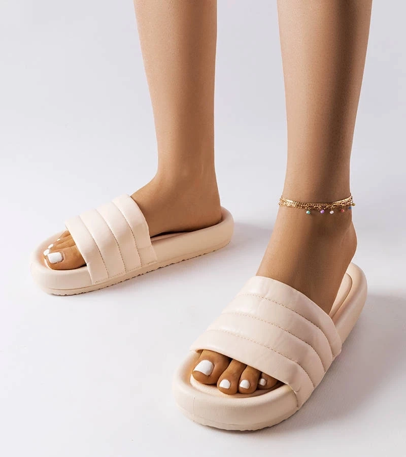 marka niezdefiniowana Șlapi bej decorați cu matlasare Dorene