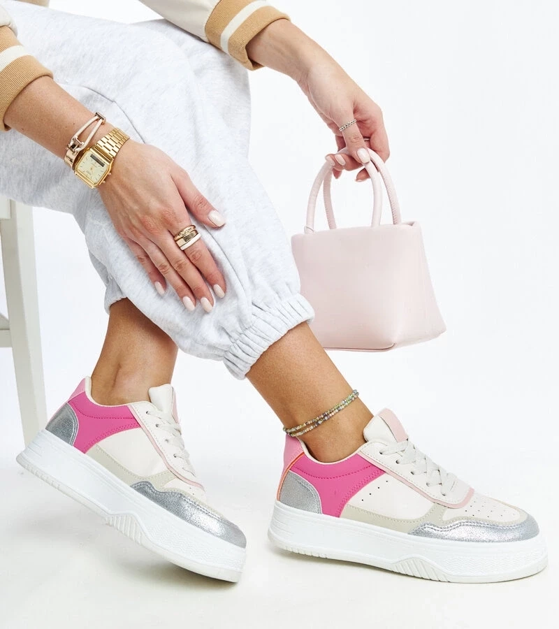 Gemre Adidași alb-roz cu talpă groasă Rumai