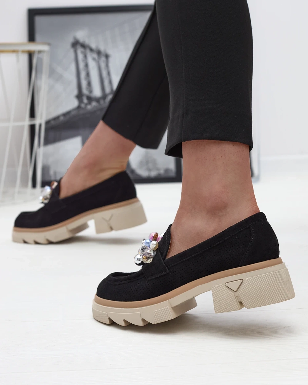Resti Women&#039;s black openwork moccasins Peloga- Footwear