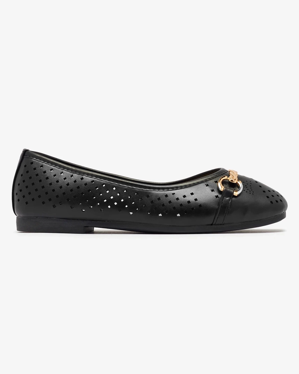 Resti Black women&#039;s openwork ballerinas with gold ornament Serilla- Footwear