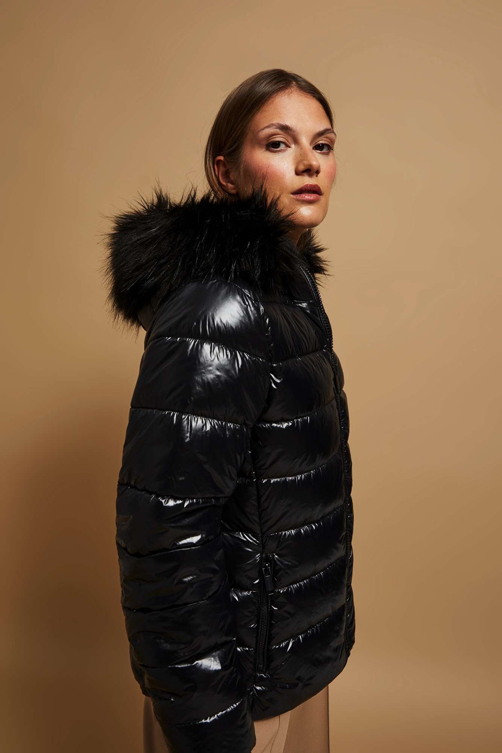 Marisse Quilted Jacket With A Fur Hood