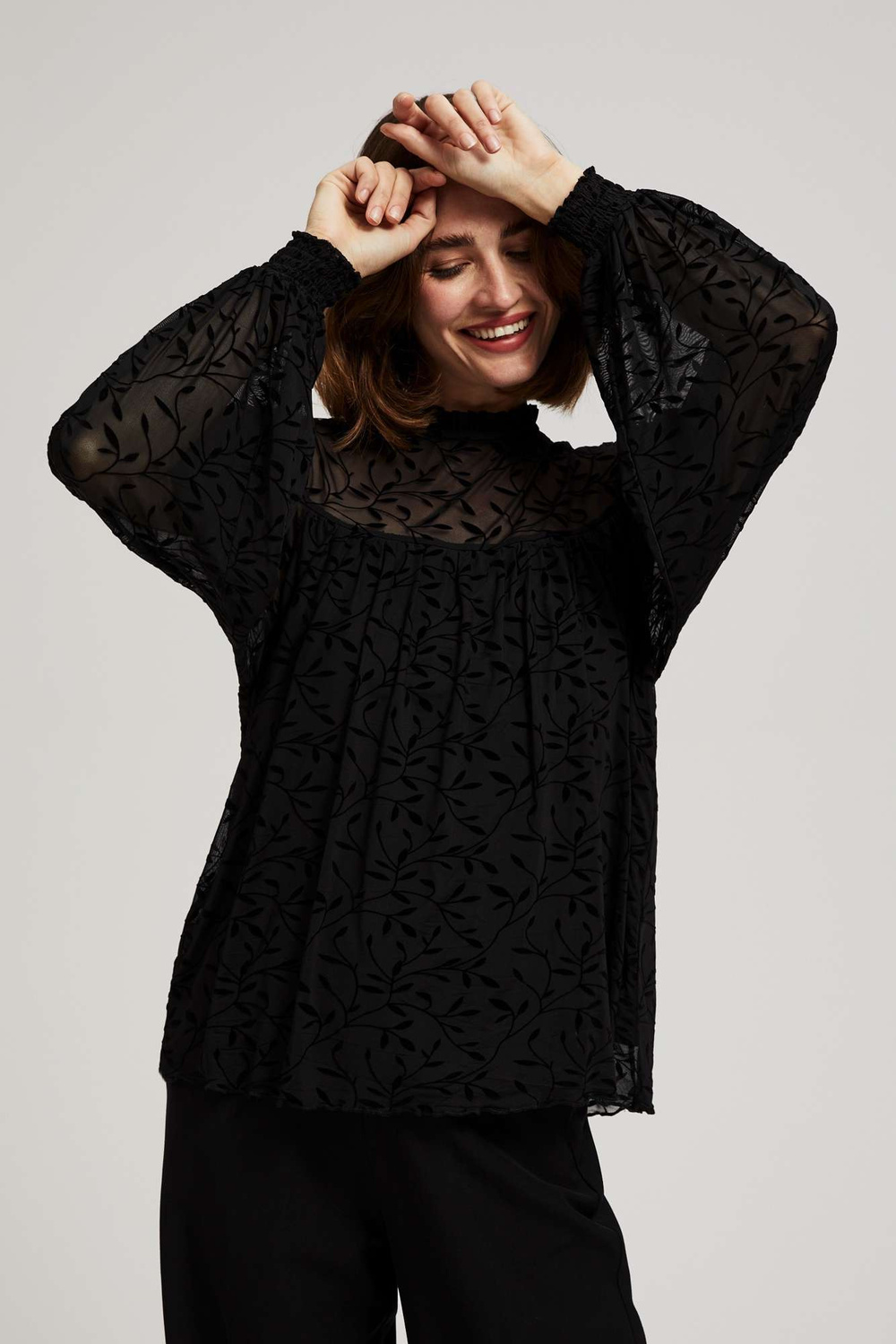 Marisse Black Puff Sleeve Shirt