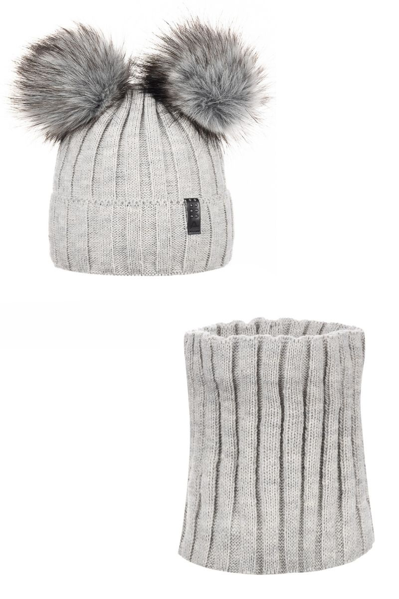 Súprava čiapky a šálu Ander BIANCA - svetlosivá