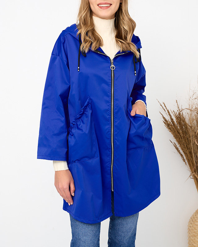 Resti Navy blue womens coat jacket with hood- Clothing