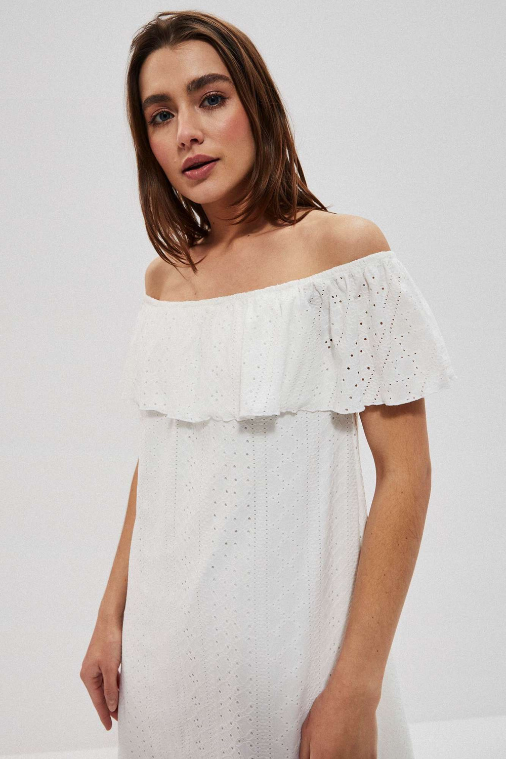 Marisse Openwork Dress With Bare Shoulders L-Su-3748 Off White