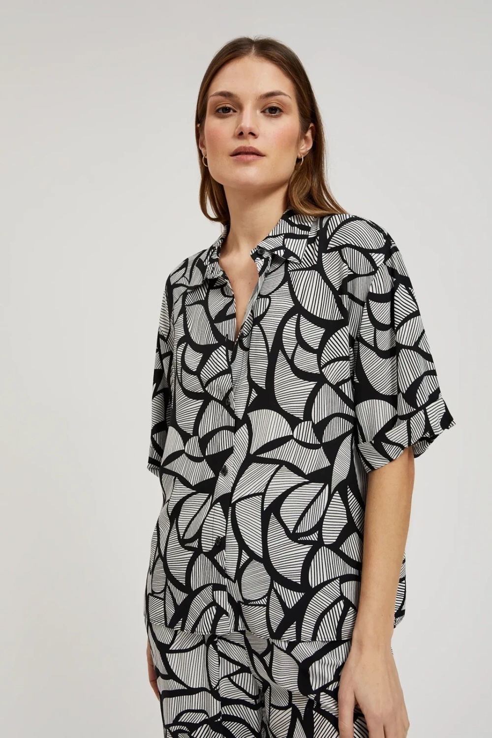 Marisse Women's Shirt L-Ko-4364 Black_White