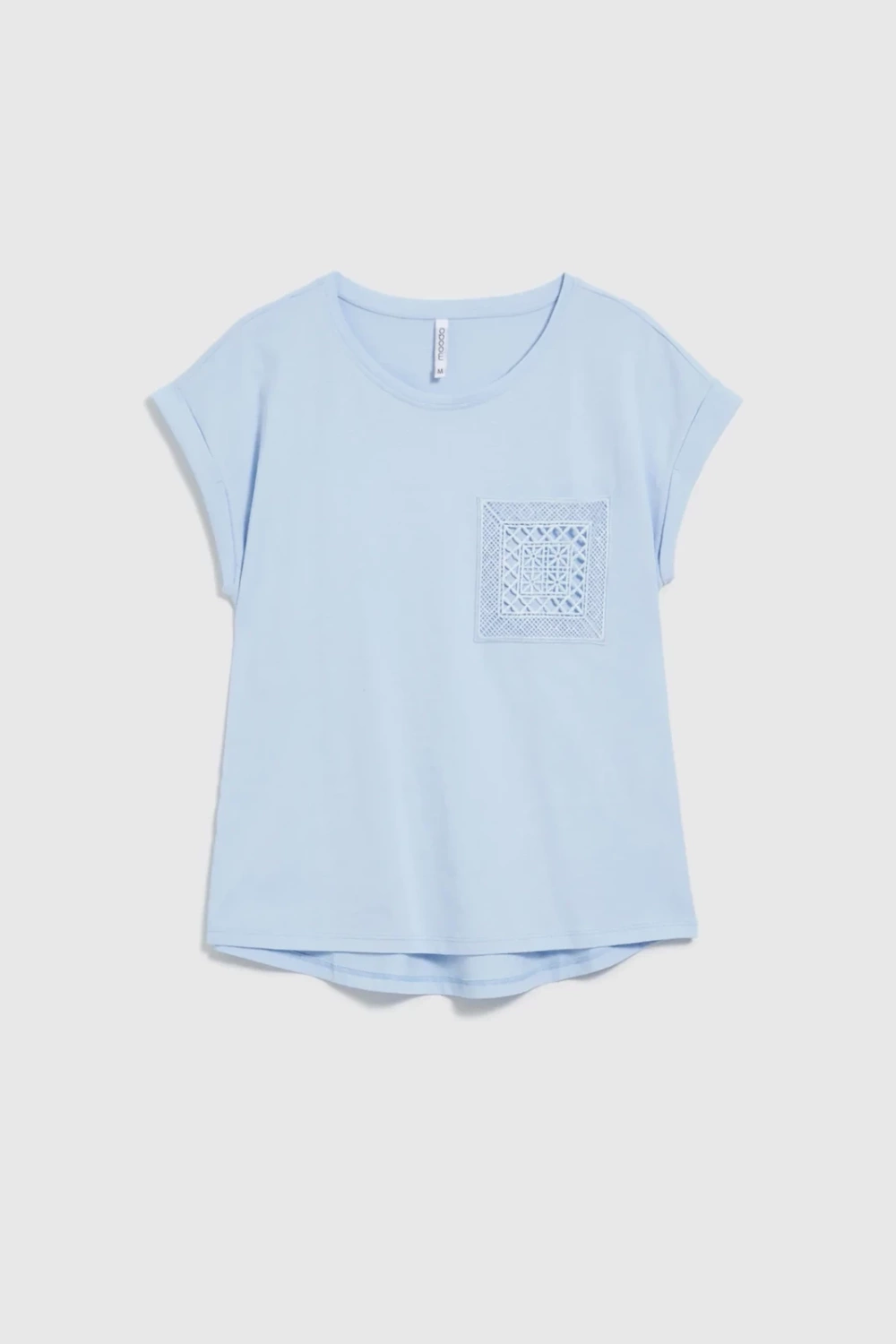 Marisse Blue Cotton T-Shirt With Pocket