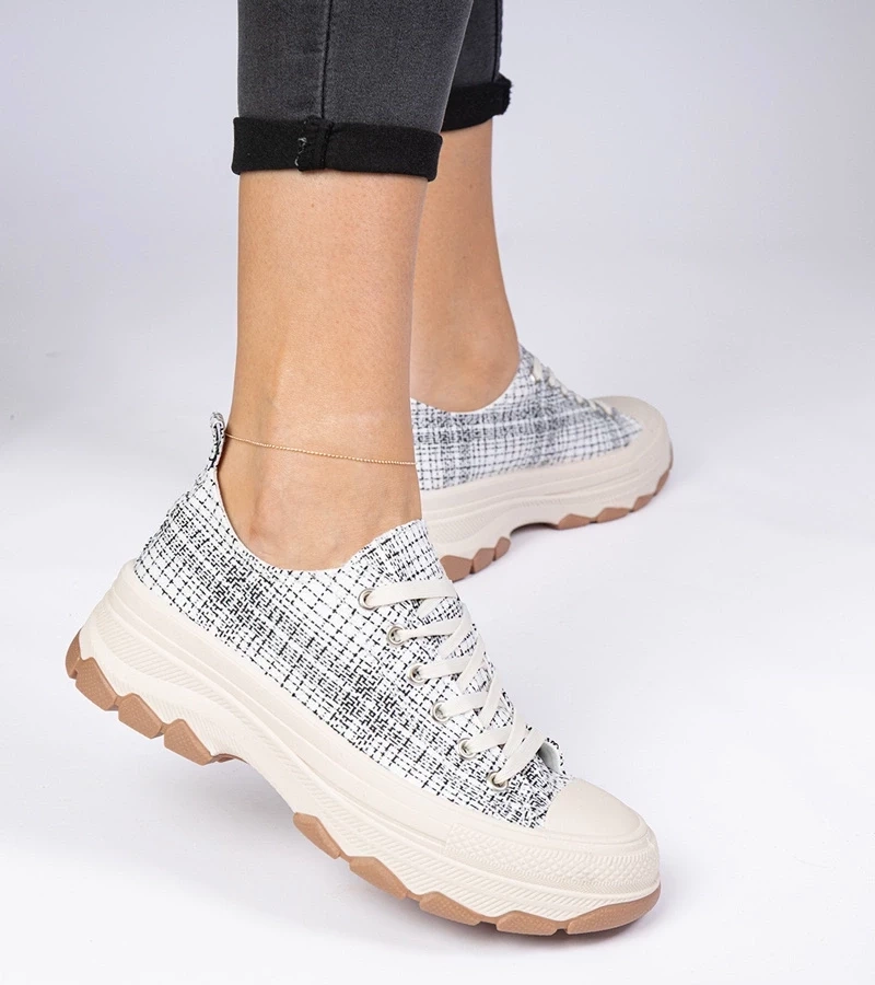 Gemre Adidași alb-negru cu talpă groasă Salsana