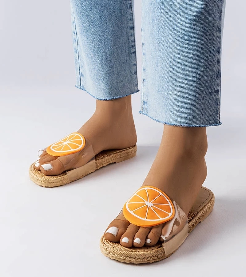 marka niezdefiniowana Flip-flops transparenți cu ornament Foddie