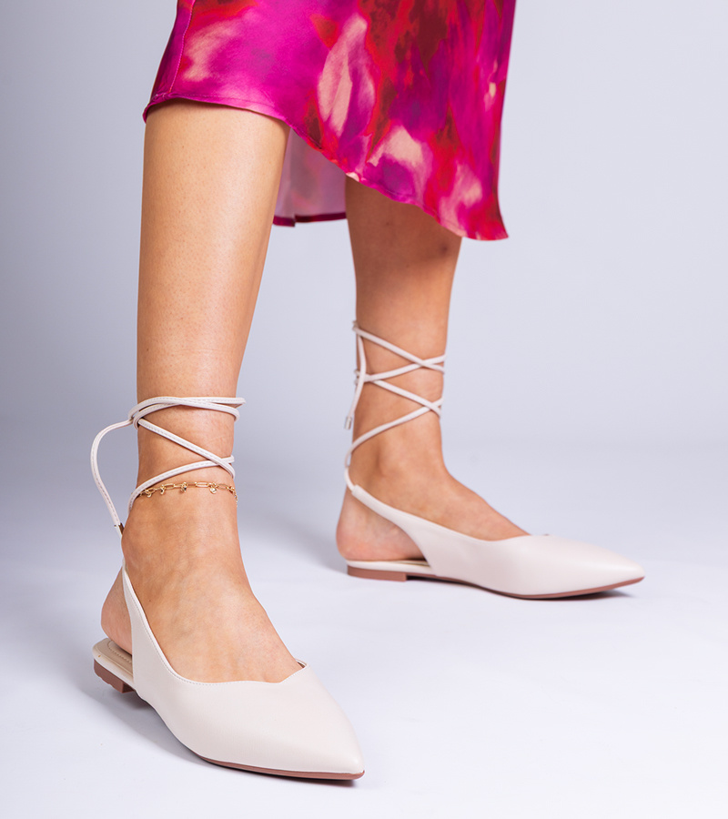 Gemre Pantofi bej cu toc jos din piele ecologică Terry